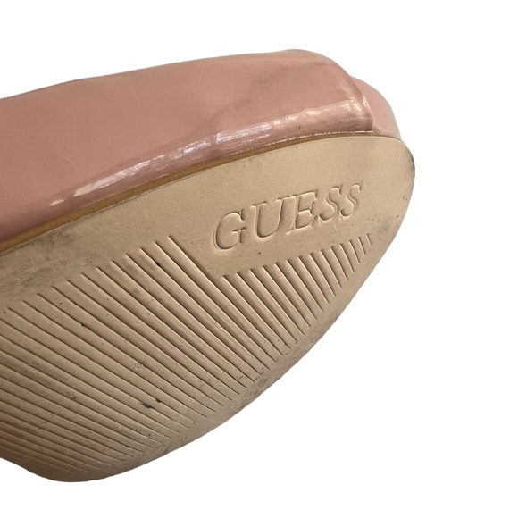 GUESS Pink Shiny Patent Leather 4.5” Open Toe Pump Size 8M - Picture 5 of 5